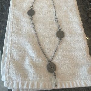 Silpada necklace with silver medallions and glass beads